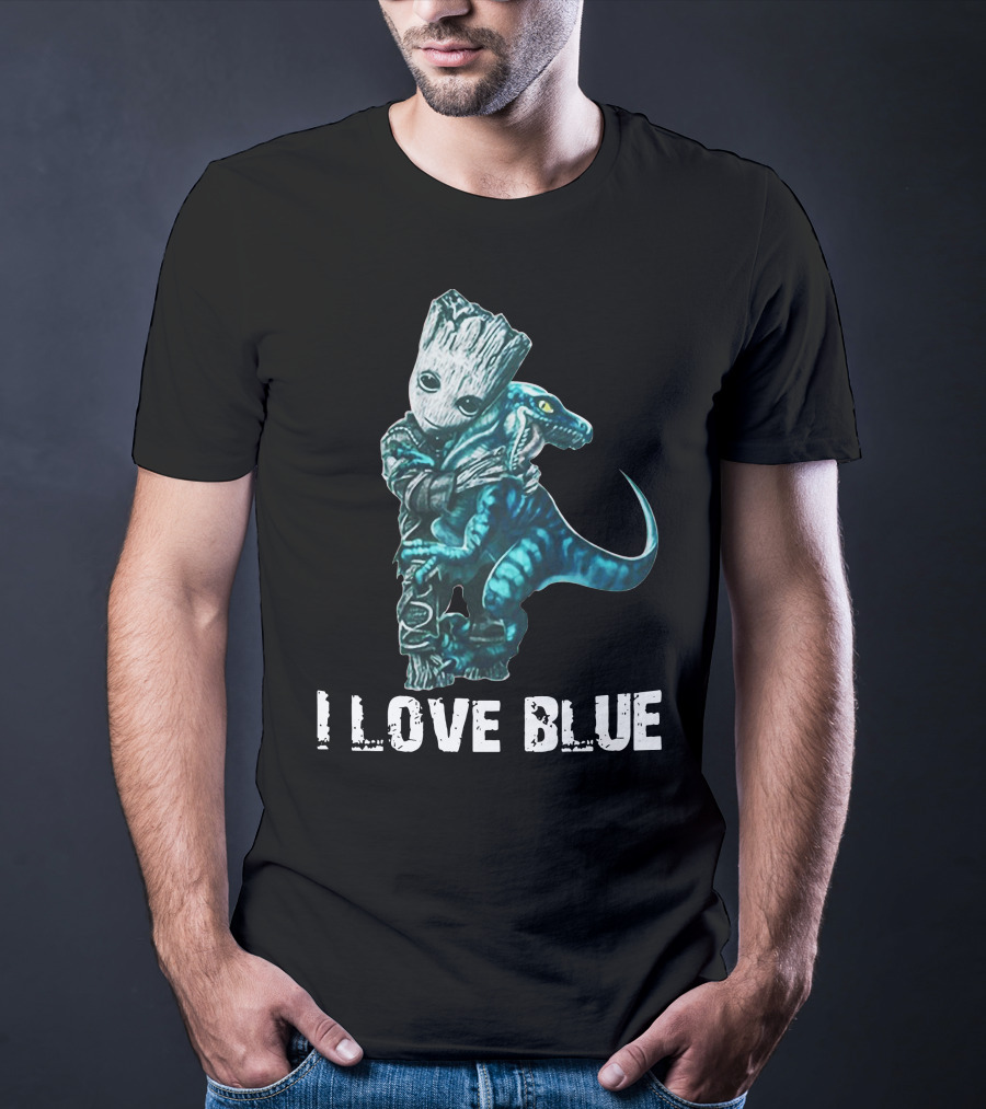 I Love Blue Groot And Blue The Velociraptor Hug T-Shirt