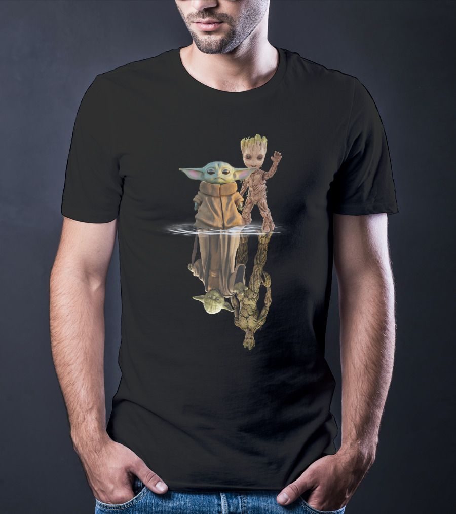Baby Yoda And Groot Reflection Only Today T-Shirt