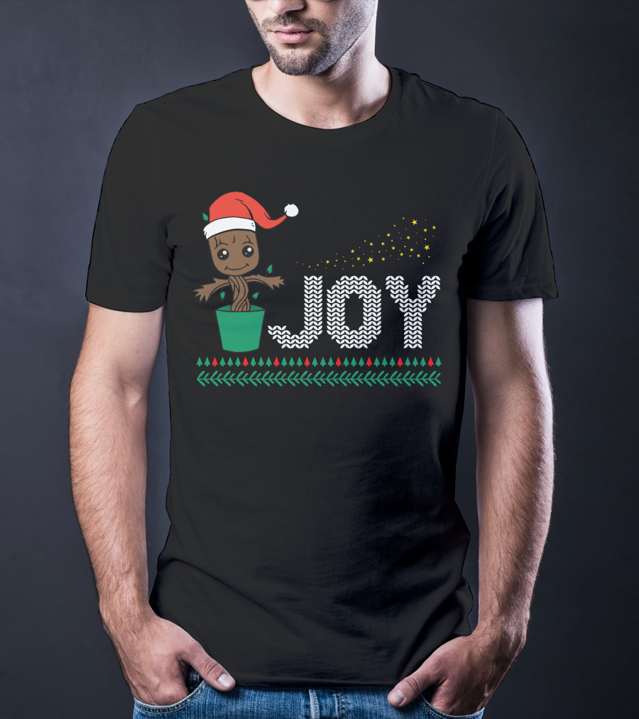 Joy Christmas Groot Santa Hat Holiday T-Shirt
