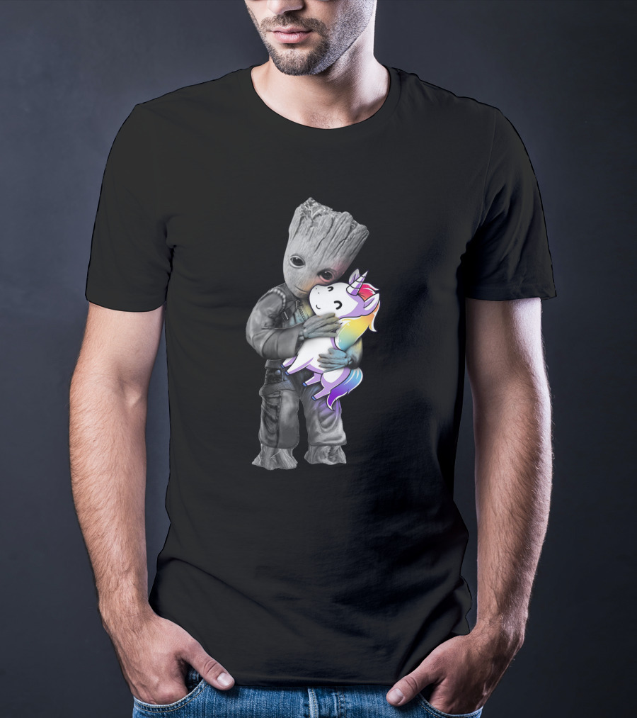 Only Today Groot Hugging Unicorn Rainbow T-Shirt