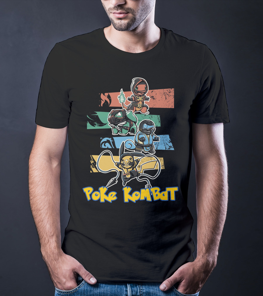 POKE KOMBAT Pokemon Mortal Kombat Crossover Characters In Action T-Shirt