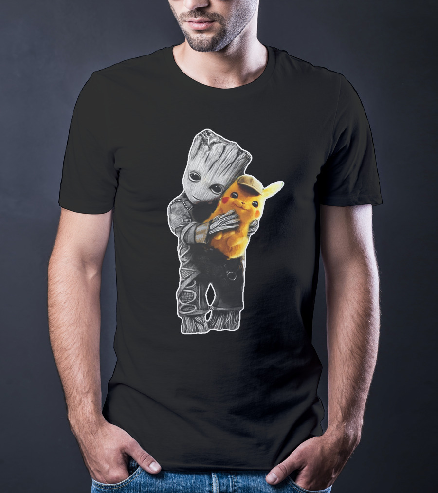 Groot Embrace With Pikachu T-Shirt