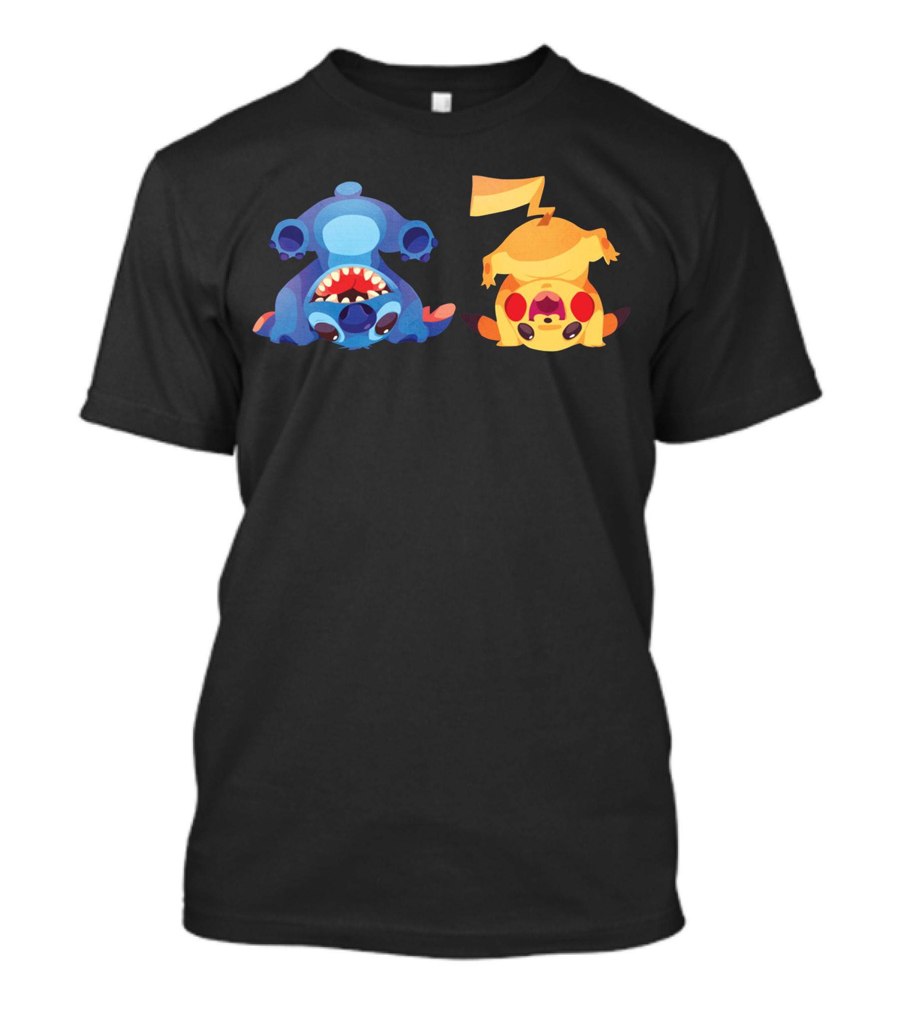 Upside Down Stitch And Pikachu Art T-Shirt