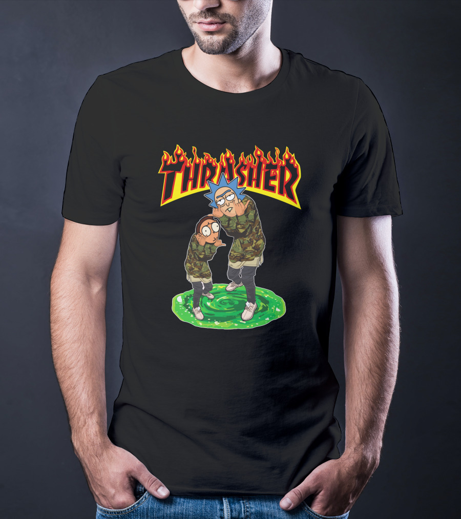 Thrasher 40 Rick And Morty Camo Portal T-Shirt