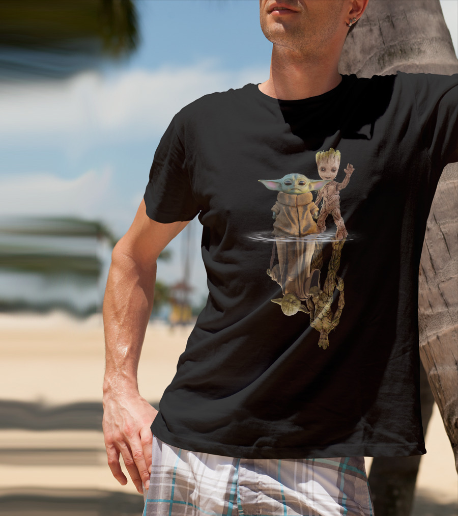 Baby Yoda Grogu Groot Reflection T-Shirt