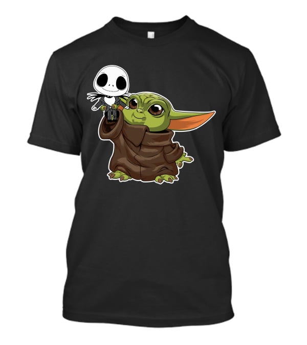 Baby Yoda Holding Jack Skellington T-Shirt