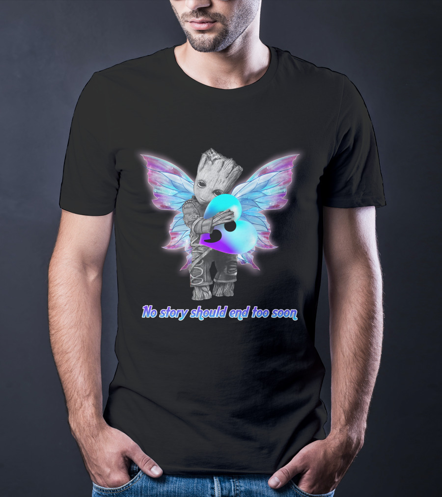 No Story Should End Too Soon Colorful Heart Wings Character T-Shirt