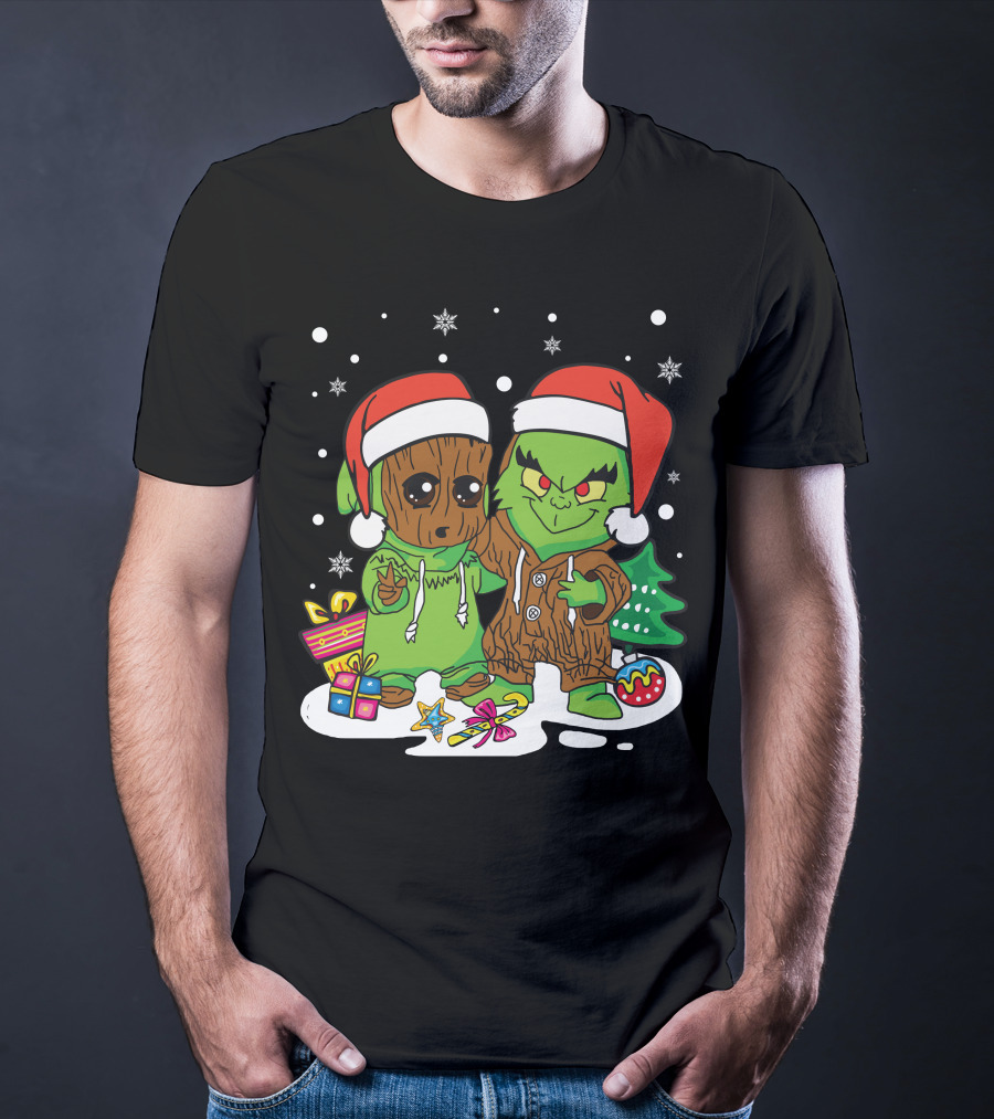 Christmas Friends Santa Hats Holiday Celebration Snowflakes Presents T-Shirt