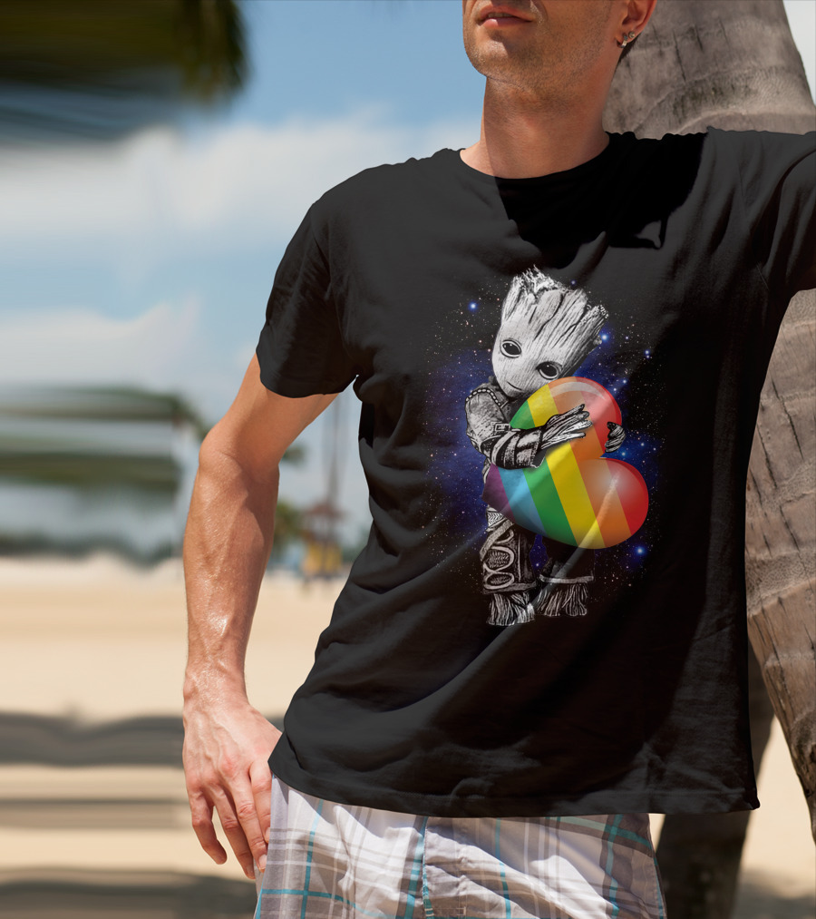 Rainbow Heart Galaxy Cute Tree Character T-Shirt