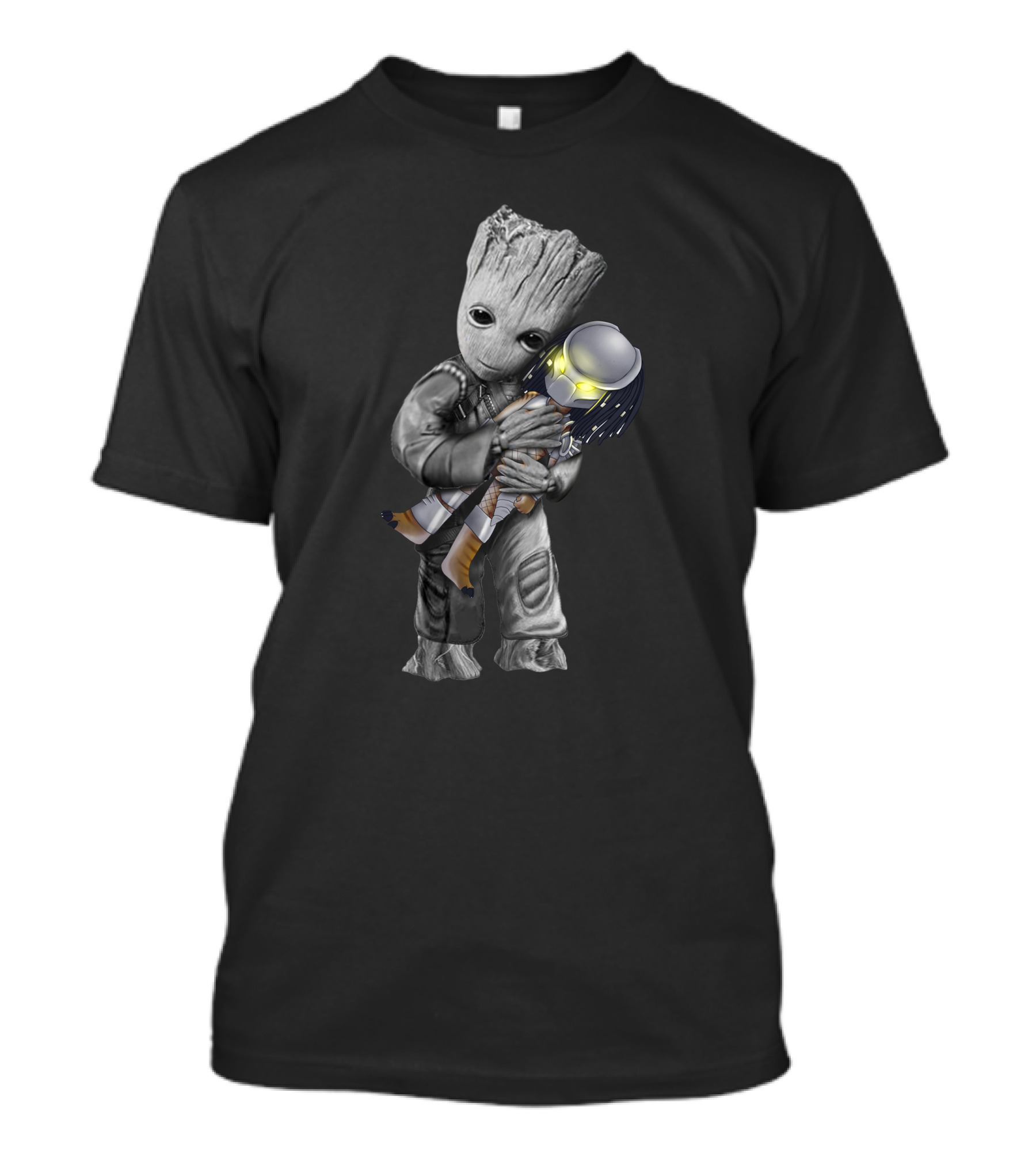 Groot Holding Predator Themed Character T-Shirt