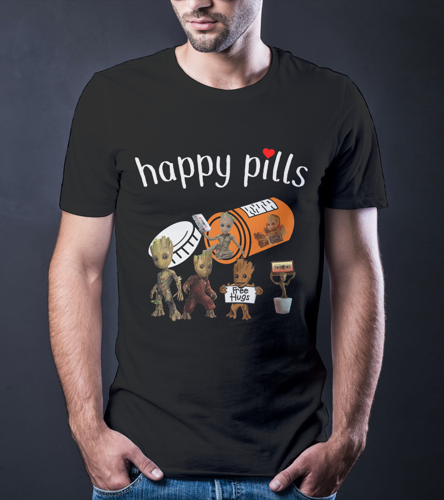 Happy Pills Groot Free Hugs Cassette Planter T-Shirt