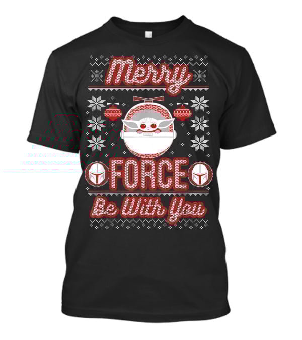 Merry Force Be With You Mandalorian Child Holiday T-Shirt