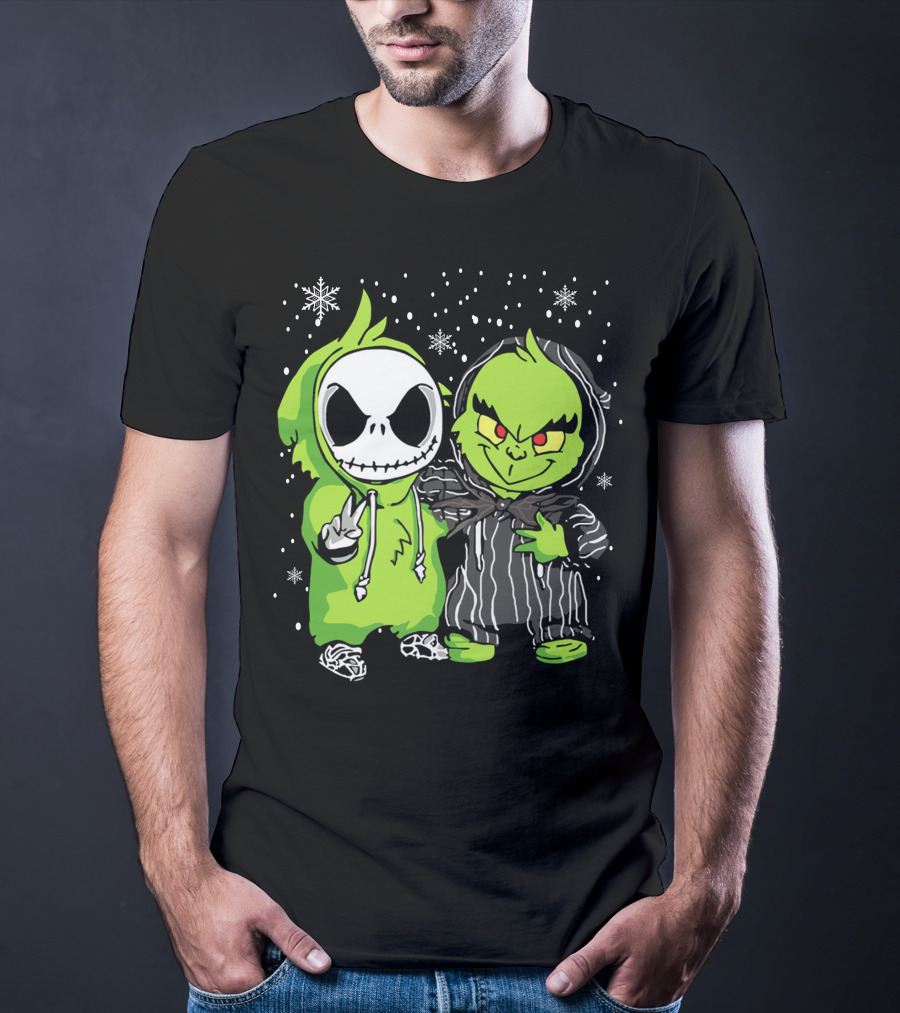 Grinch And Jack Snowy Night Characters T-Shirt
