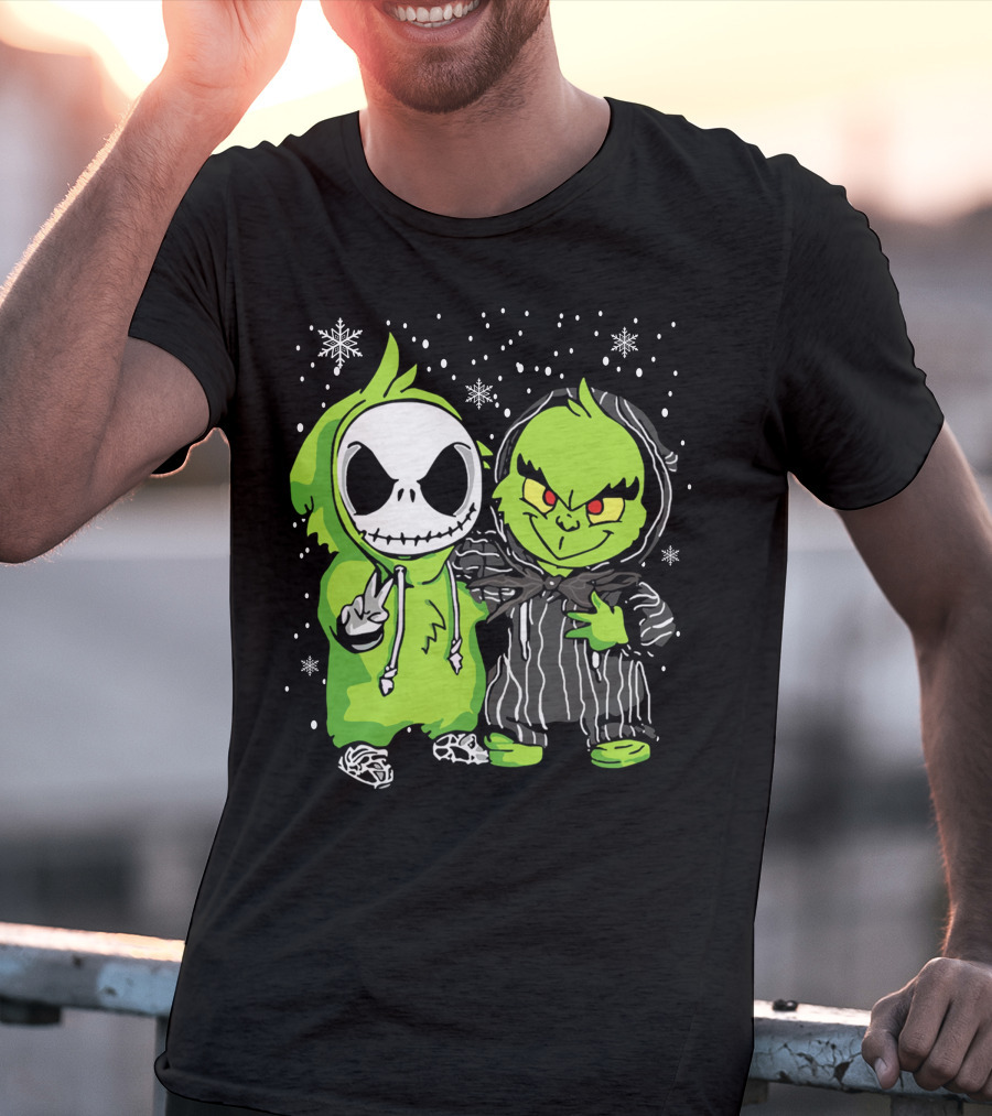 Grinch And Jack Snowy Night Characters T-Shirt