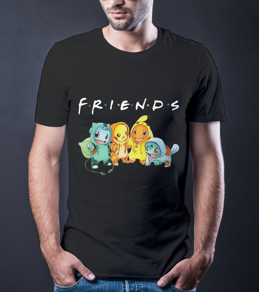 FRIENDS Pikachu ZN443 Bulbasaur Charmander Squirtle T-Shirt