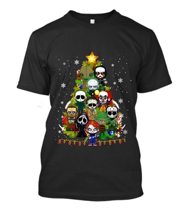 Horror Christmas Tree Featuring Iconic Characters ZN838 T-Shirt