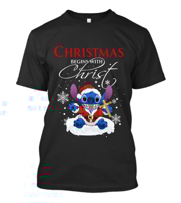 Christmas Begins With Christ Stitch Premium ZN722 T-Shirt