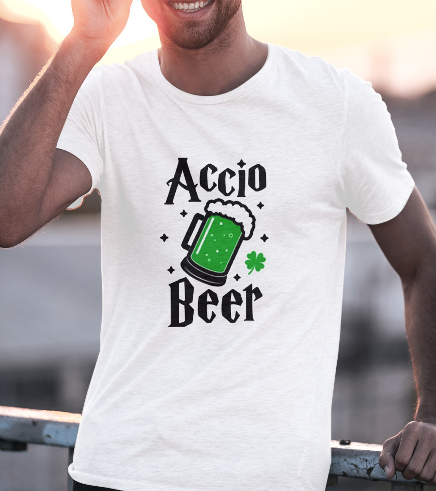 Accio Beer Green Mug With Shamrock Elements T-Shirt