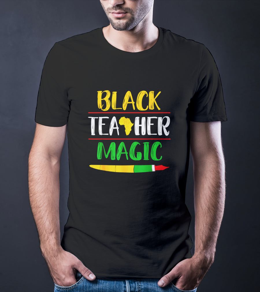 Black Teacher Magic Africa Heart Black History Month T-Shirt