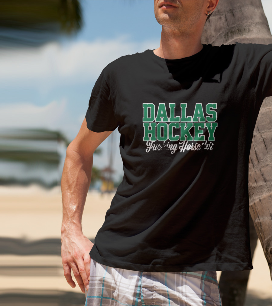 Dallas Hockey Frustration Expression Bold Green Lettering T-Shirt