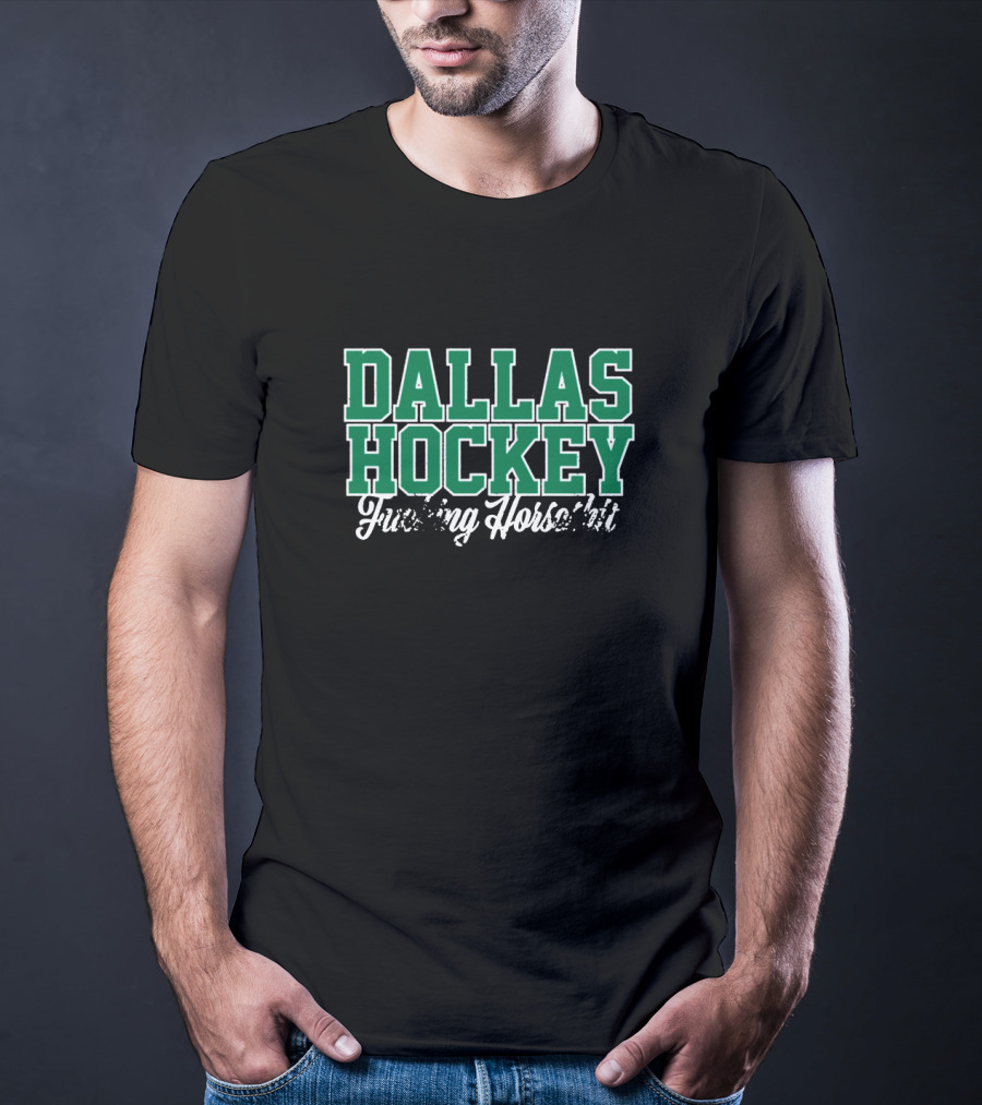 Dallas Hockey Frustration Expression Bold Green Lettering T-Shirt