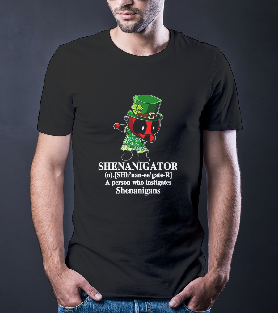Deadpool Shenanigator St. Patrick's Day Dabbing Instigator Of Shenanigans Definition T-Shirt