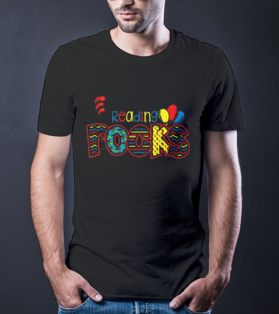 Dr Seuss Reading Rocks Cat In The Hat Balloons T-Shirt