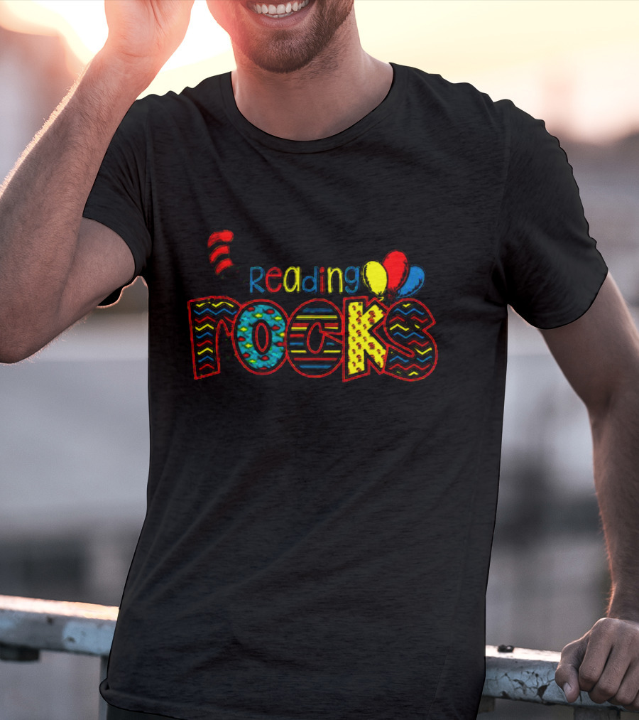 Dr Seuss Reading Rocks Cat In The Hat Balloons T-Shirt
