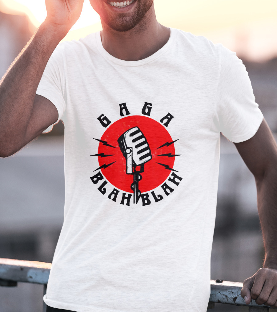 Gaga Blah Blah Vintage Microphone Red Circle Lightning T-Shirt