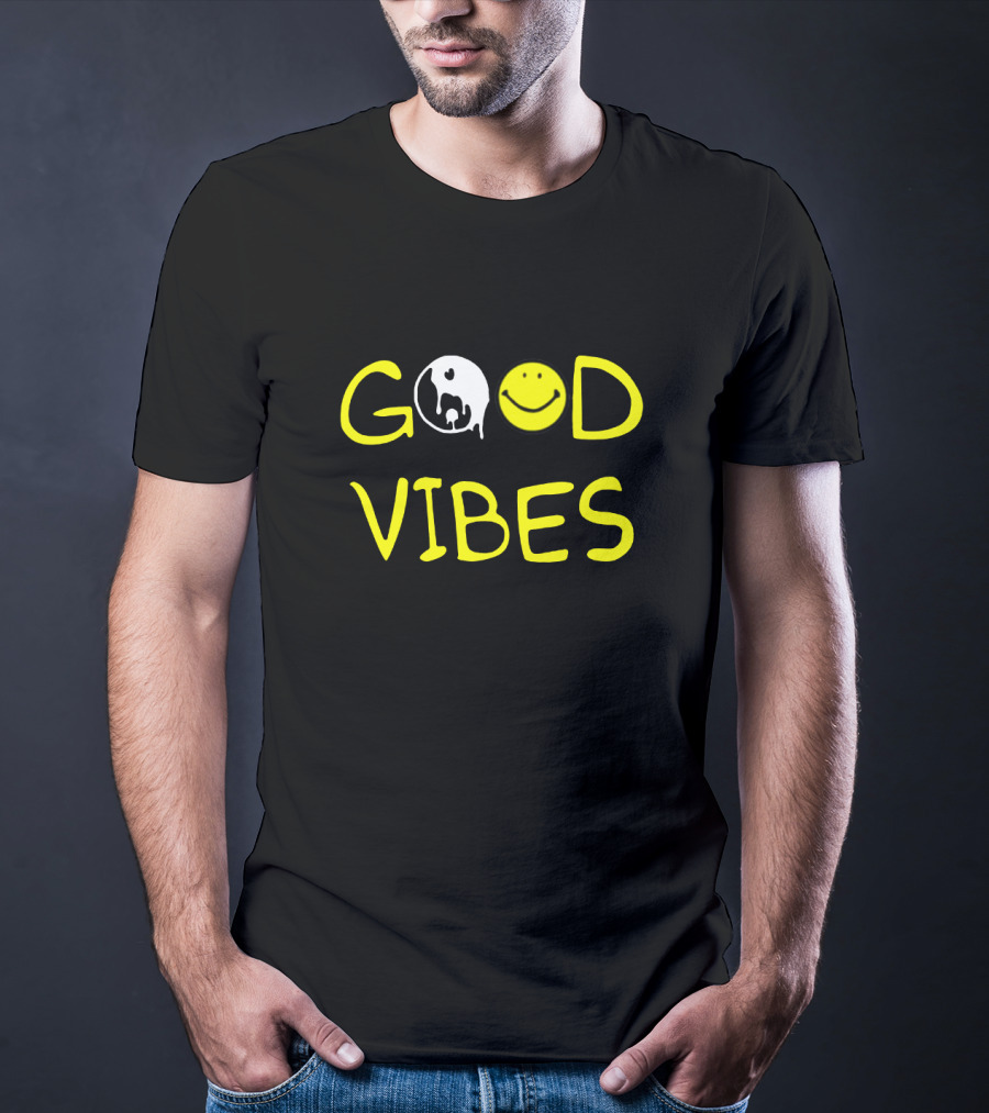 Good Vibes Yin Yang Smiley T-Shirt
