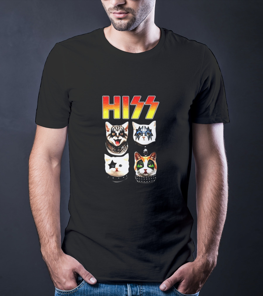 Hiss Cats In Iconic Rock Makeup T-Shirt