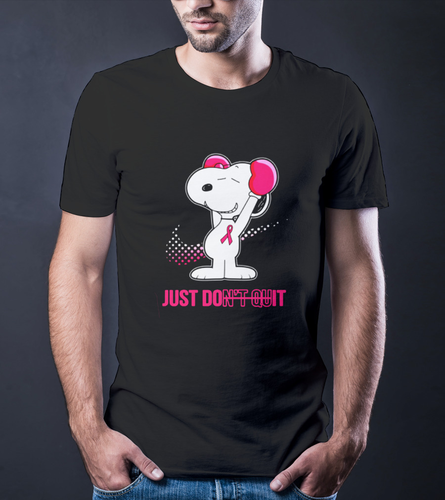 Just Don’t Quit Snoopy Pink Ribbon Boxing Breast Awareness T-Shirt