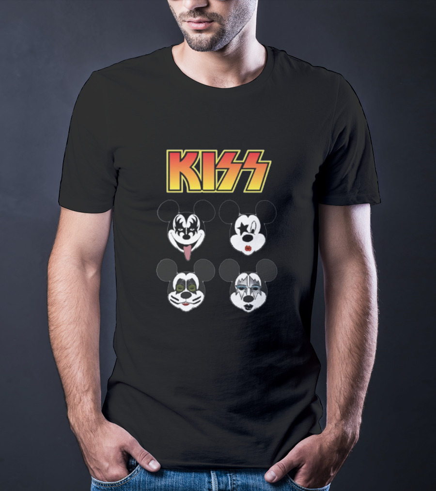 Kiss Mickey Mouse Parody With Iconic Rock Band Makeup Styles T-Shirt