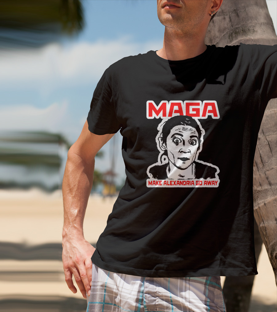 MAGA Make Alexandria Go Away Bold Red Text And Black-White T-Shirt