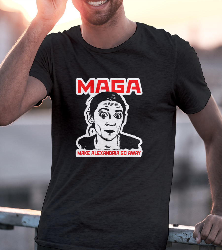 MAGA Make Alexandria Go Away Bold Red Text And Black-White T-Shirt