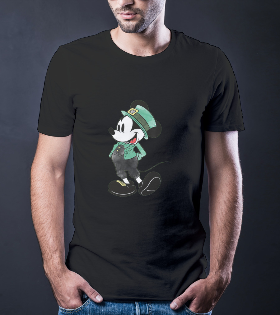 Mickey Mouse Leprechaun Hat And Irish T-Shirt