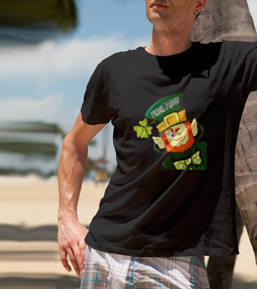 St Patrick's Day Pinch Proof Shamrock Leprechaun With Hat And Bow Tie T-Shirt