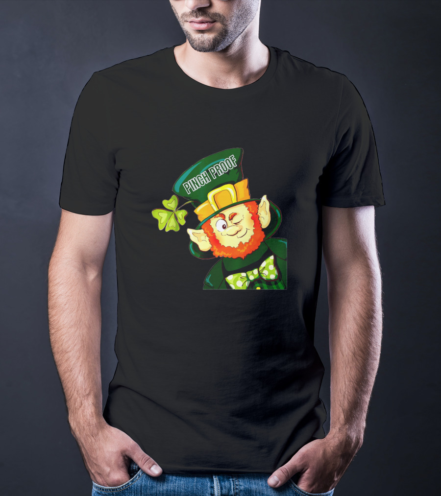 St Patrick's Day Pinch Proof Shamrock Leprechaun With Hat And Bow Tie T-Shirt