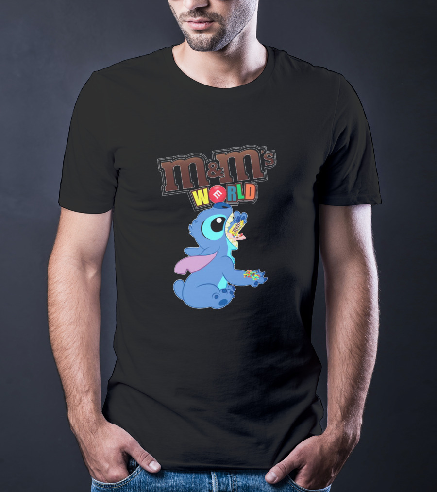Stitch Enjoying M&M's World Snack With M&M's T-Shirt