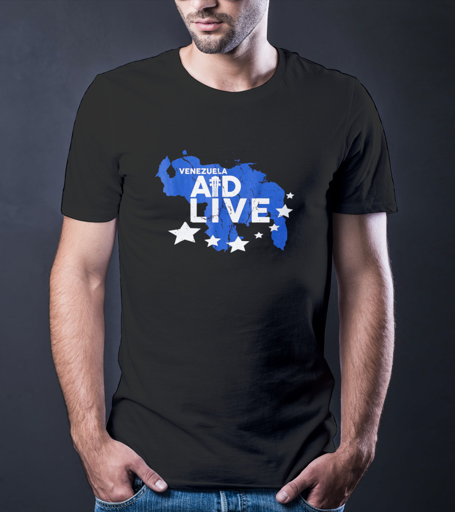 Venezuela Aid Live Blue Map And Stars T-Shirt