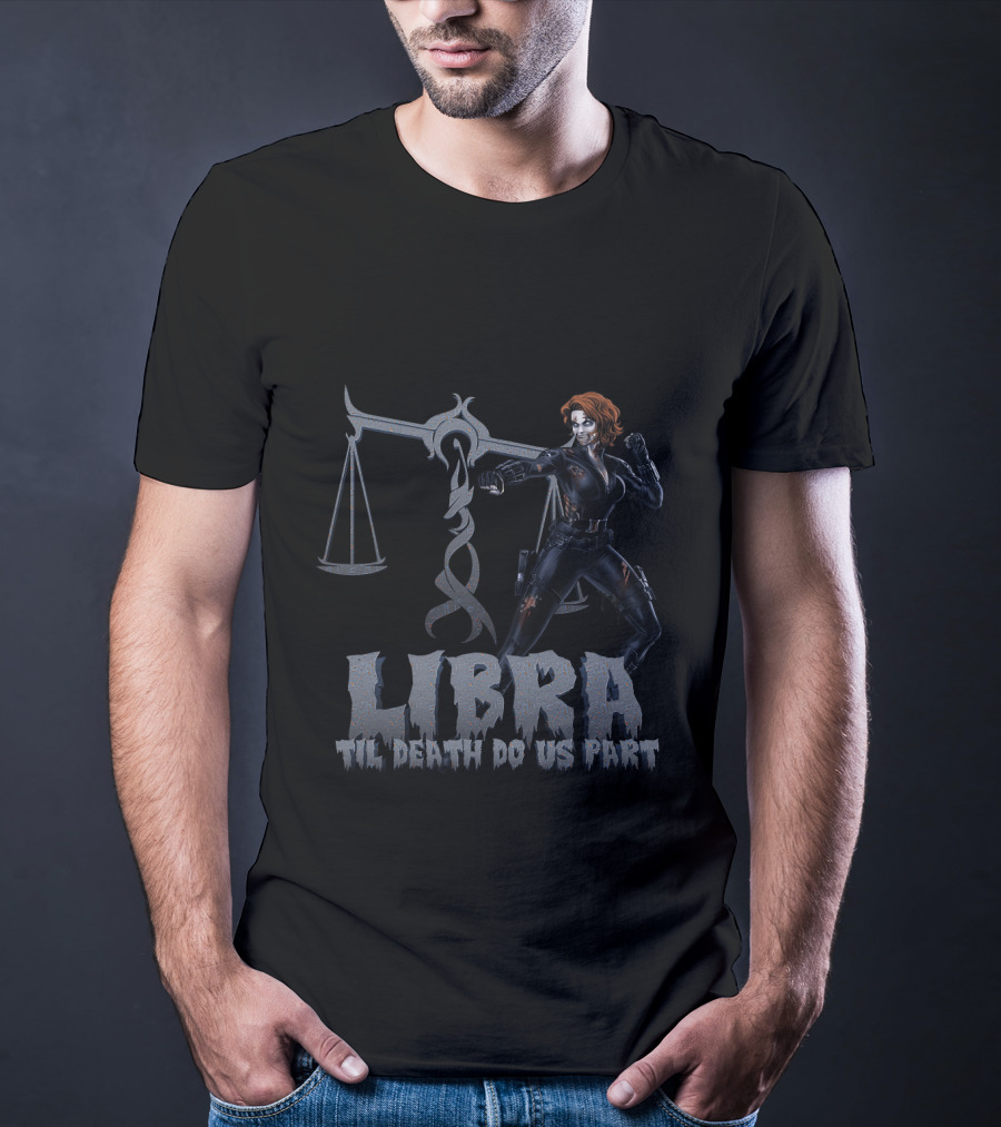 Black Widow Libra Til Death Do Us Part Marvel Fans Scales T-Shirt