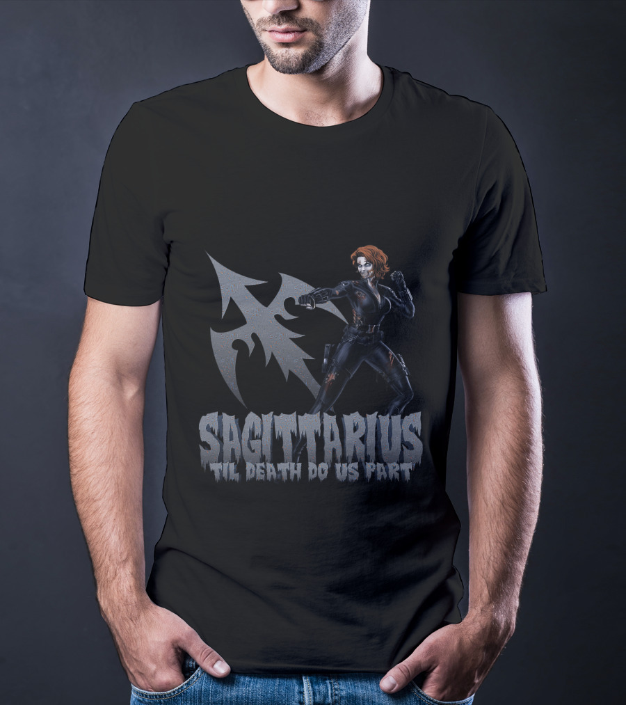 Sagittarius 'Til Death Do Us Part Black Widow Marvel Fans T-Shirt