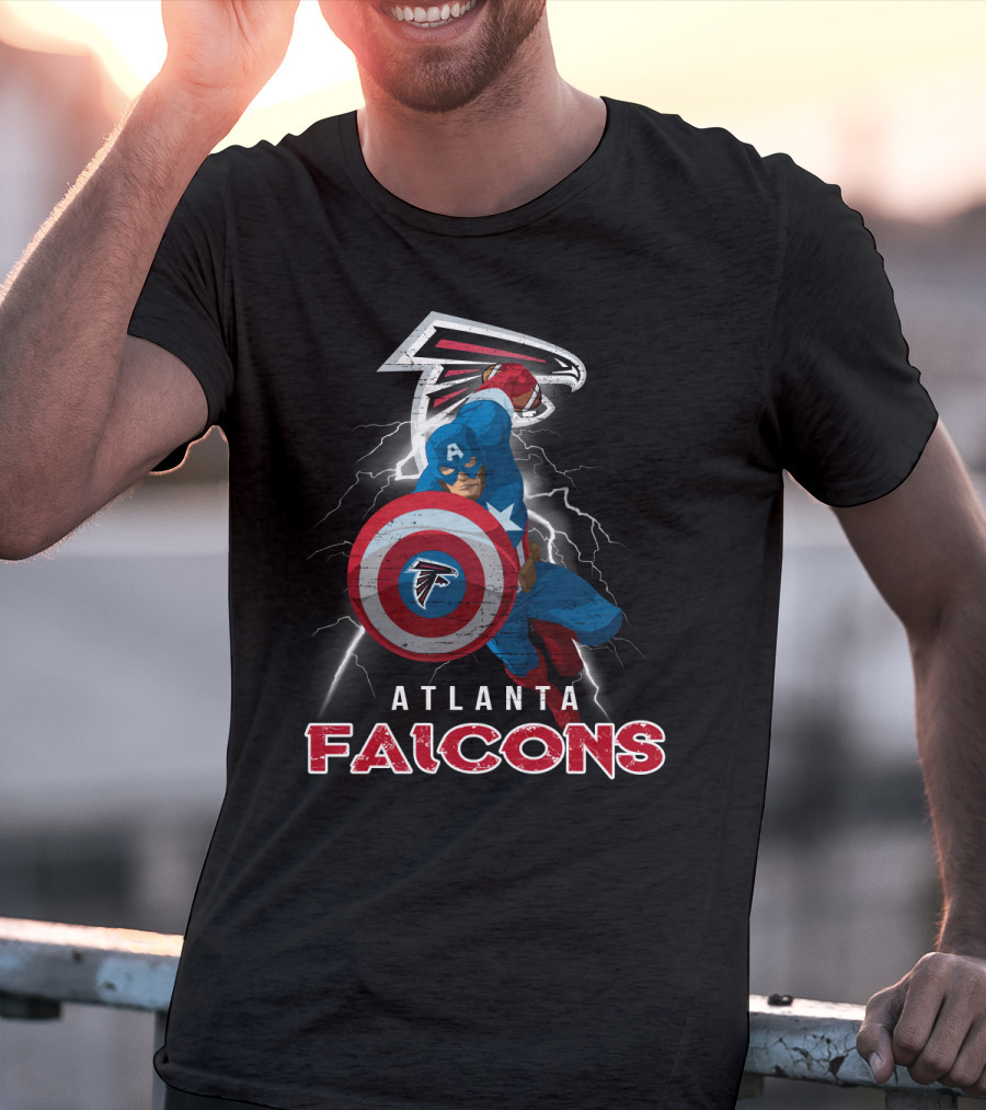Atlanta Falcons Captain America Nfl Shield Lightning T-Shirt