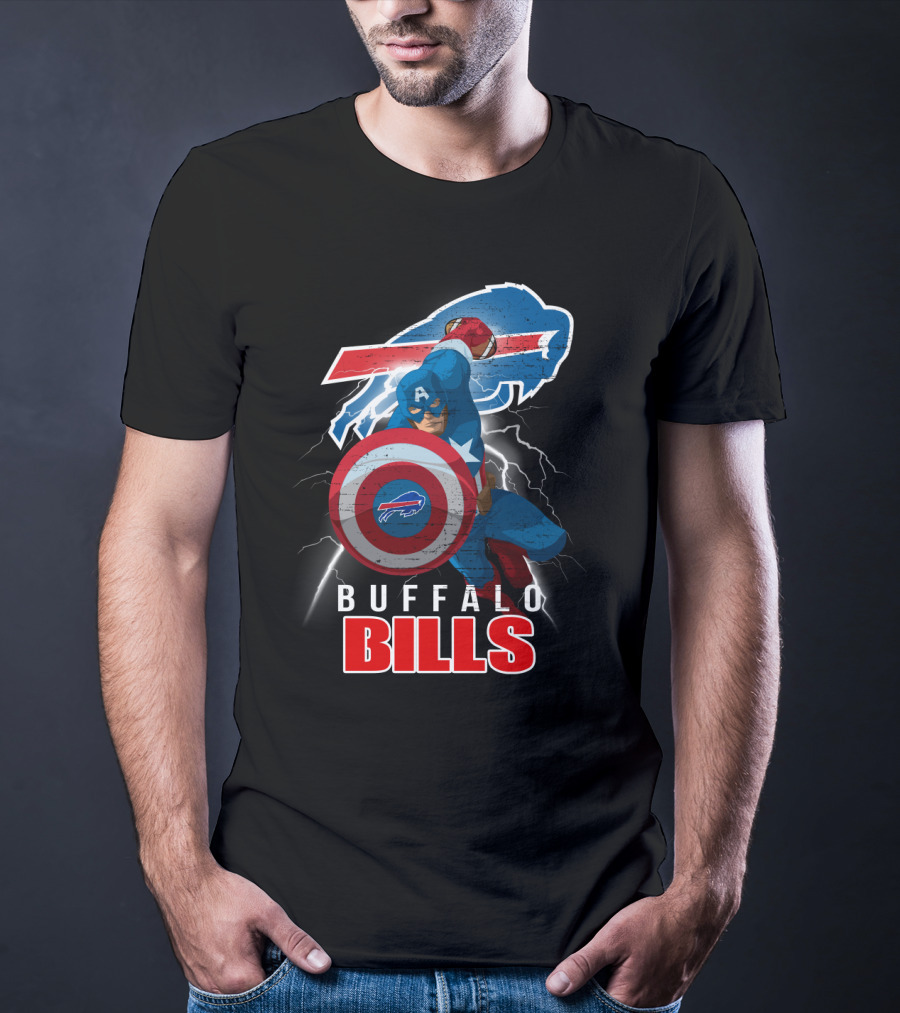 Captain America Buffalo Bills Nfl Superhero Collaboration T-Shirt