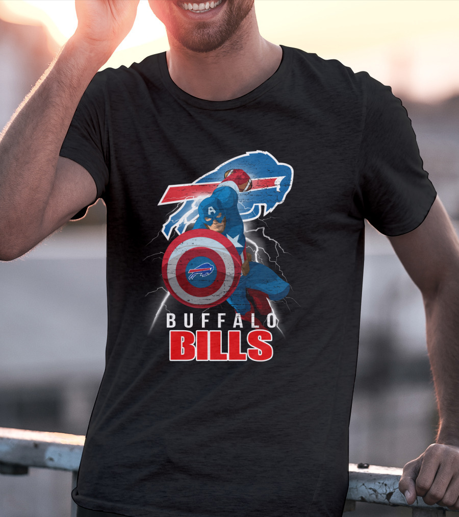 Captain America Buffalo Bills Nfl Superhero Collaboration T-Shirt