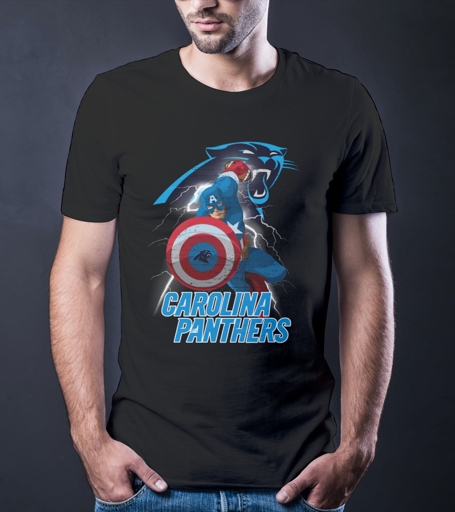 Carolina Panthers Captain America Nfl Crossover T-Shirt