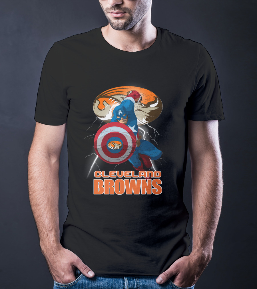 Captain America Cleveland Browns Nfl Football Crossover T-Shirt