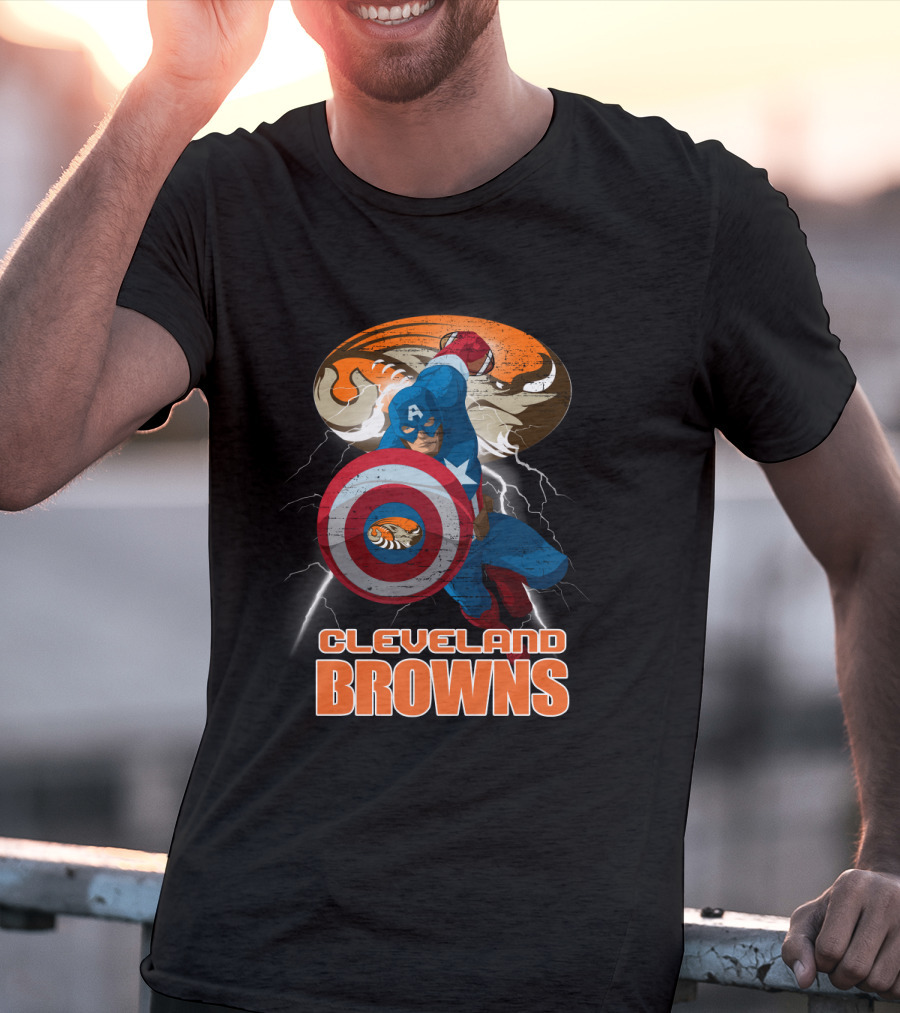 Captain America Cleveland Browns Nfl Football Crossover T-Shirt