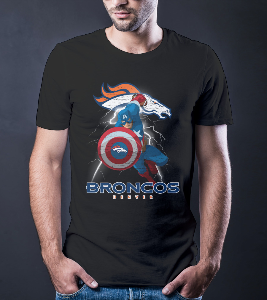 Broncos Denver Captain America Shield Nfl Crossover T-Shirt
