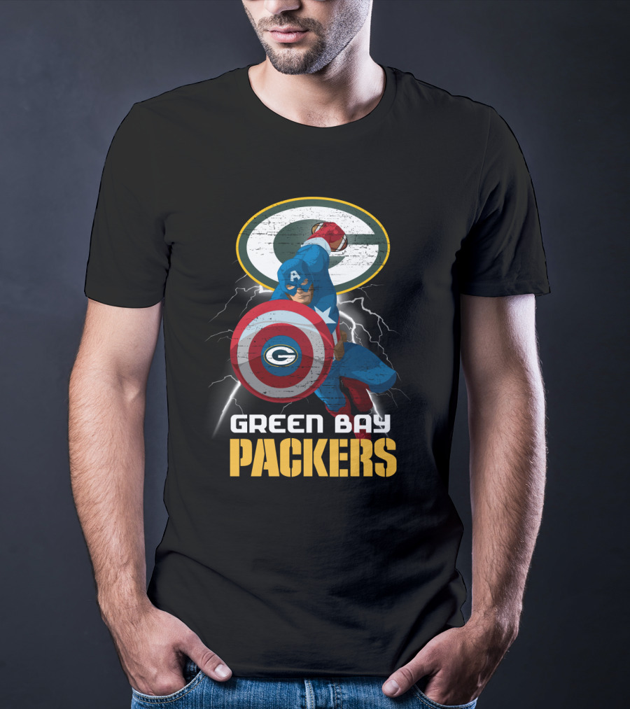 Green Bay Packers Captain America Shield Nfl Crossover T-Shirt